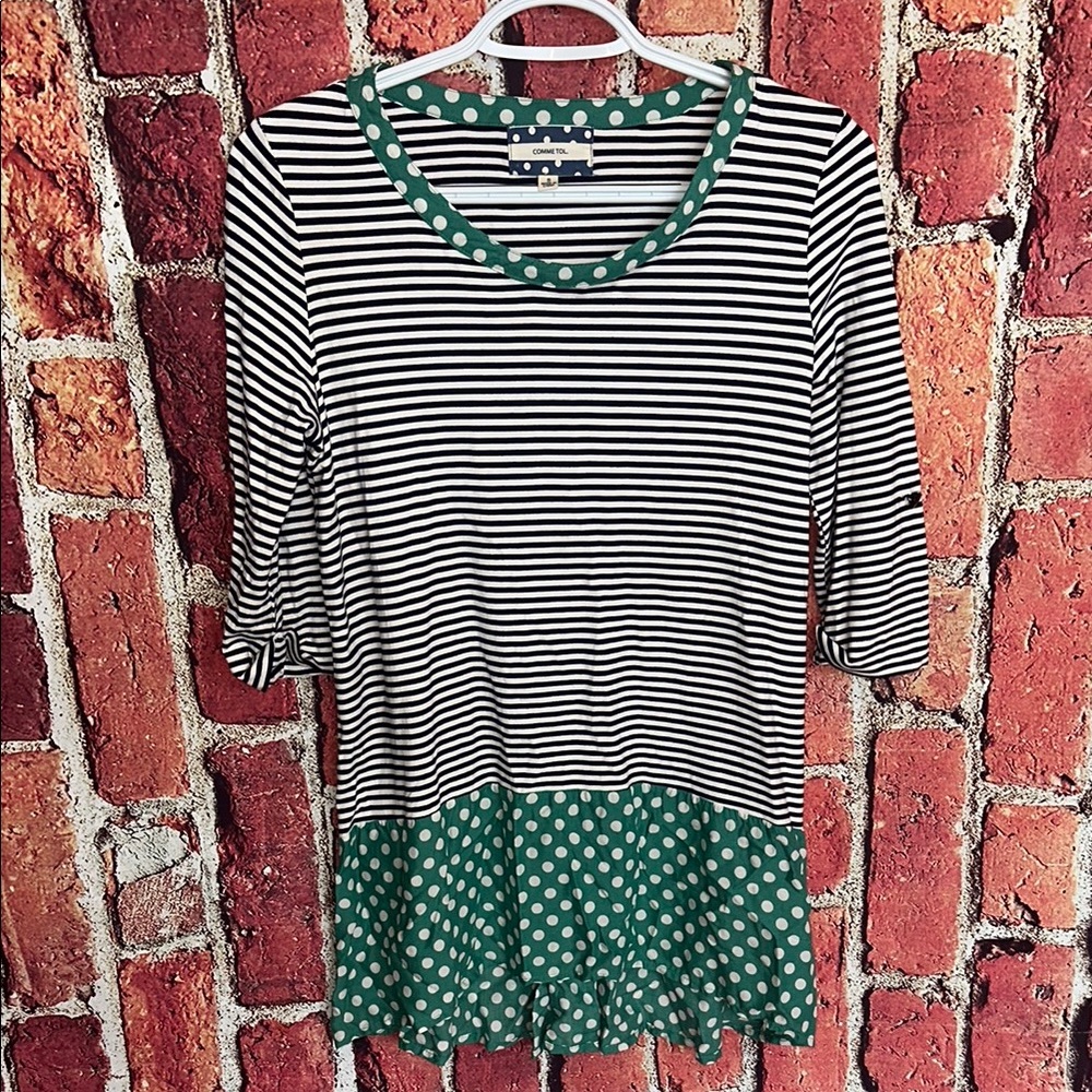 Comme Tol Small Striped & Polka Dot Sustainable Women’s Top blouse